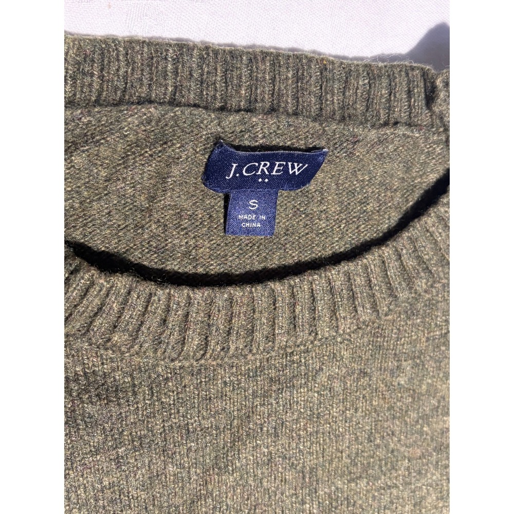J.Crew Olive Green Lambswool Blend Raglan Crewneck Sweater Size S